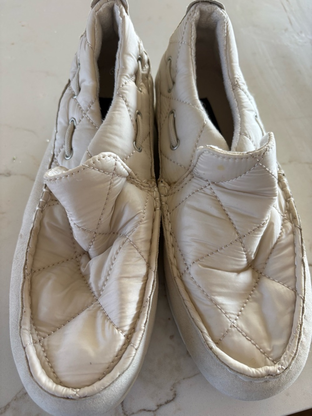 Sperry Quilted Slip-On Flats in Off-White/Cream
